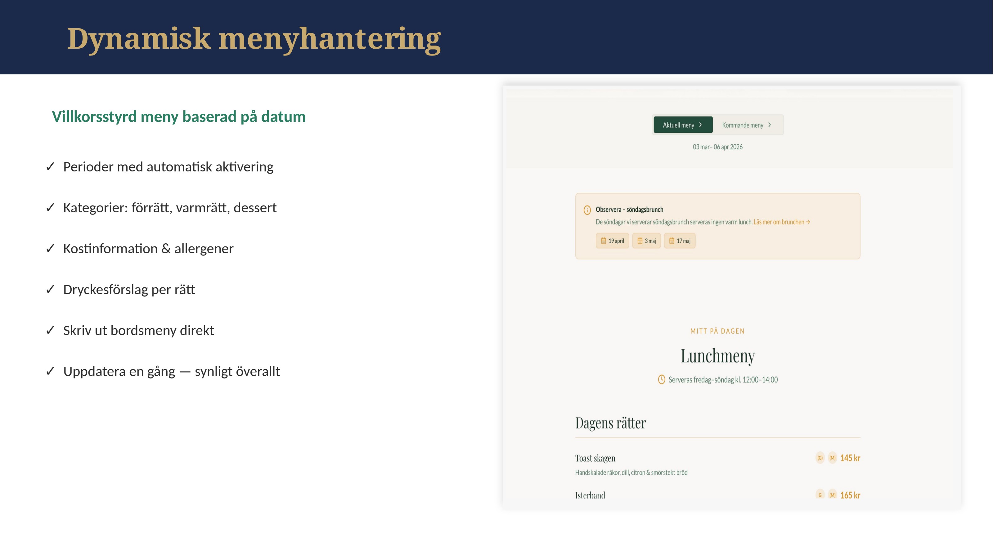 Menyhantering kopplad till recept